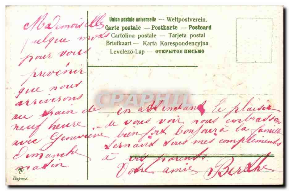 Fantaisie - Bonne Fete - violet - CPA  — Rückseite