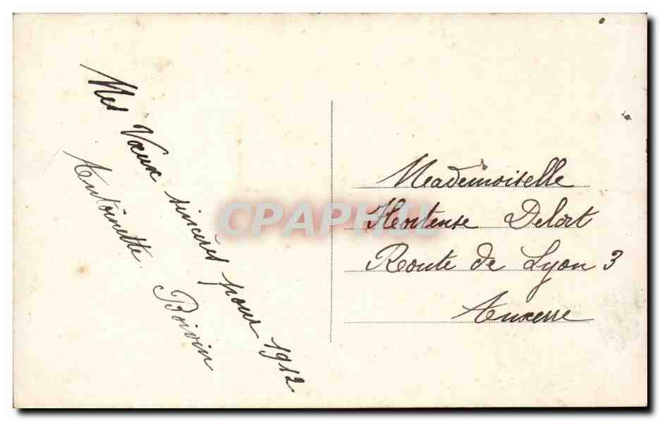 Fantaisie -Bonne Annee - vilage sous neige - holly - Hortense Delort - CPA  — Rückseite