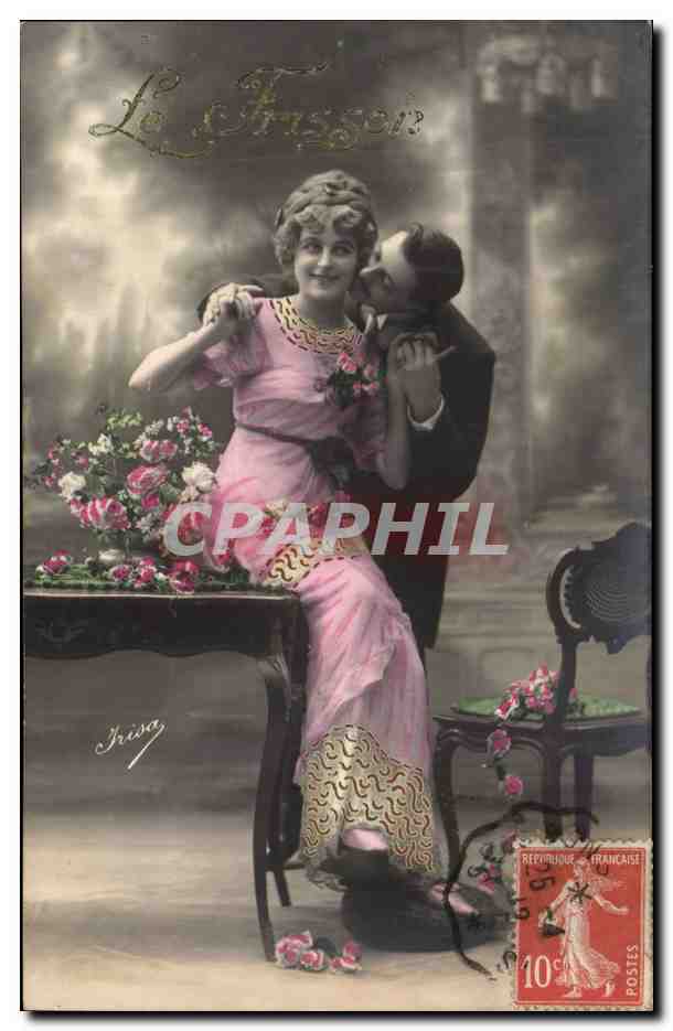 Fantaisie - Couple - Le Frisson - jolie robe - fashion - style - CPA 