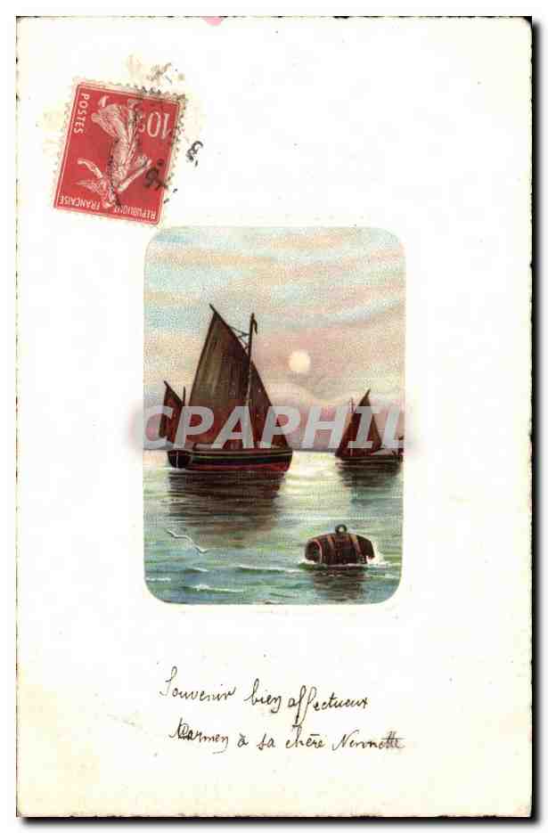 Bateaux sur la mer — vue de nuit — éditeur non visible
