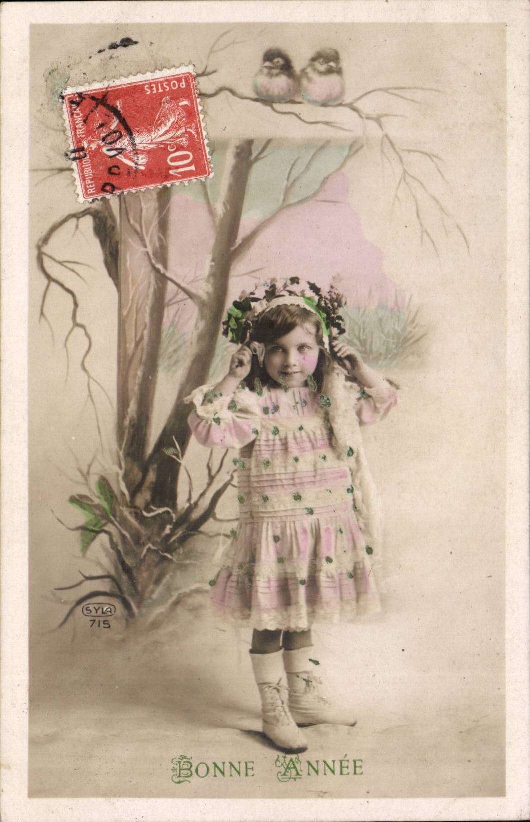 Fantaisie - Enfant - Darling Child with beautiful hat - CPA 