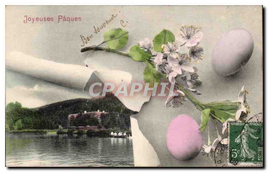 Fantaisie - Femme - Joyeuses Paques - oeufs - Happy Easter - CPA 