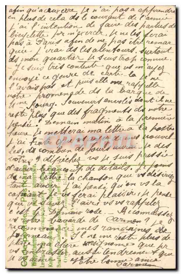 Carmen — Souvenir affectueux à sa chère Nennette — éditeur non visible — Verso