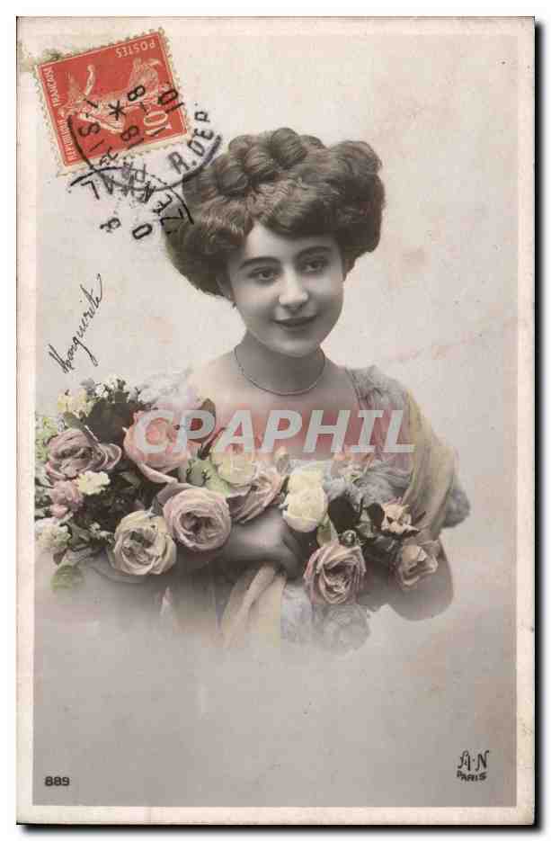 Jeune femme avec bouquet de roses — A.N. Paris, n° 889