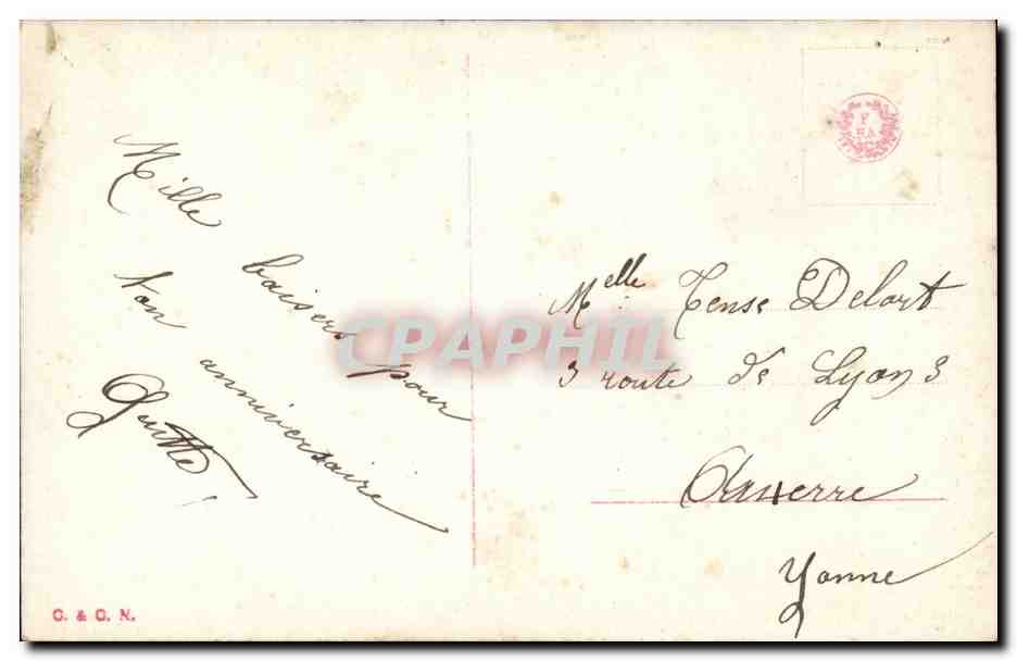 Porträt einer jungen Frau — Verlag C. & C. N. — 5c grüner Poststempel der Französischen Republik — Rückseite
