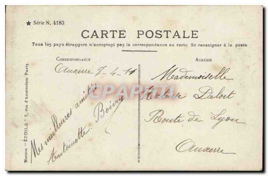 Femme en robe à motifs — Anniversaire — Série N. 4183, Éditeur ETOILÉ — Verso