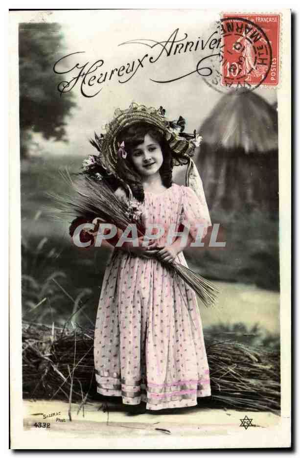 Fantaisie - Enfant - Jolie Enfant et ble - Darling child with bouquet of wheat - - CPA -