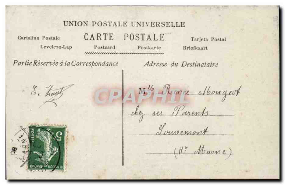 Homme à la moustache tenant un bouquet — Bonne Année — A.N. PARIS n°831 — Verso