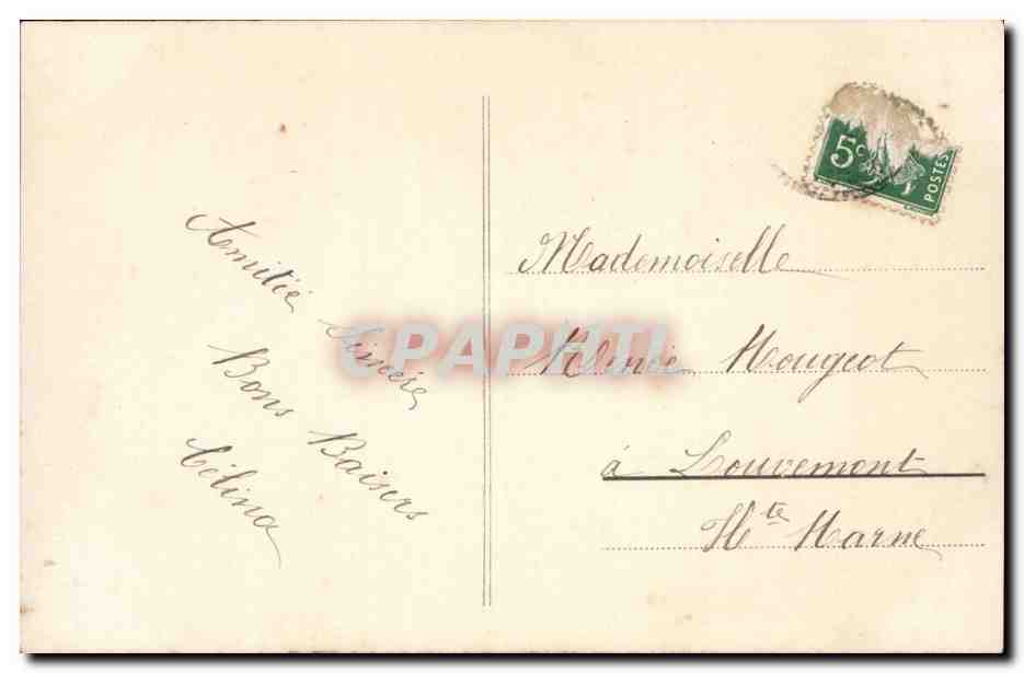 Fantaisie - Couple - Les souhaits de nos coeurs que nous vous adressons - poisson - la peche - CPA - — Rückseite