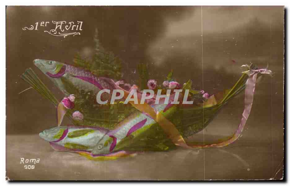 Fantaisie -Fete 1er Avril - les poisson - la peche - CPA -