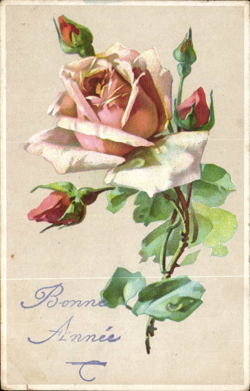 Fantaisie Fete - Bonne Annee - Les Roses - CPA -