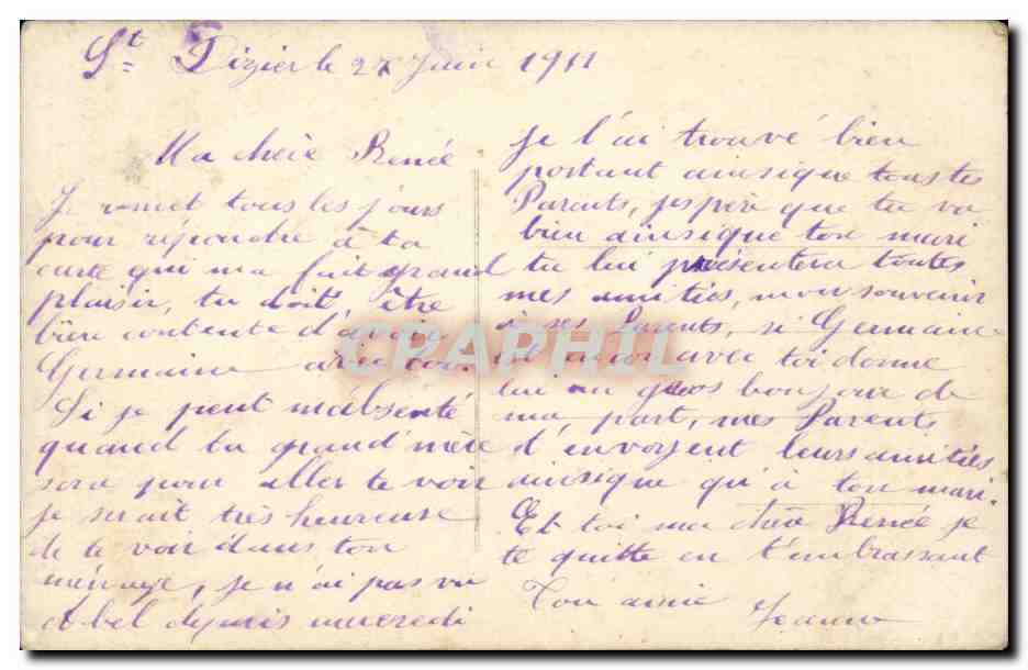 Lächelnde Frau mit Blumenbouquet — Ansichtskarte veröffentlicht von 'ALLY'S 668' — französischer 1-Franc-Poststempel — Rückseite