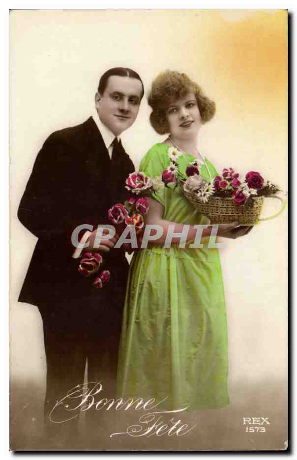 Fantaisie - Couple - Bonne Fete - CPA 