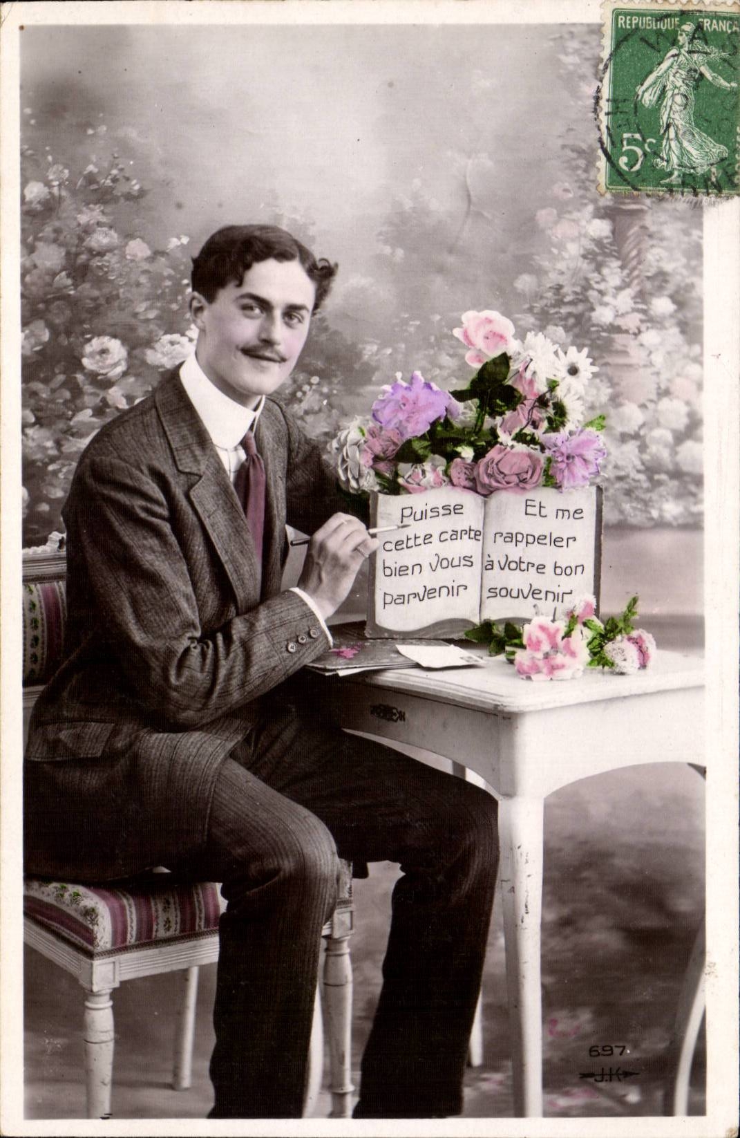 Fantaisie - Homme - Puisse cette carte bien vous pervenir et me rappeler a votre bon souvenir - CPA 