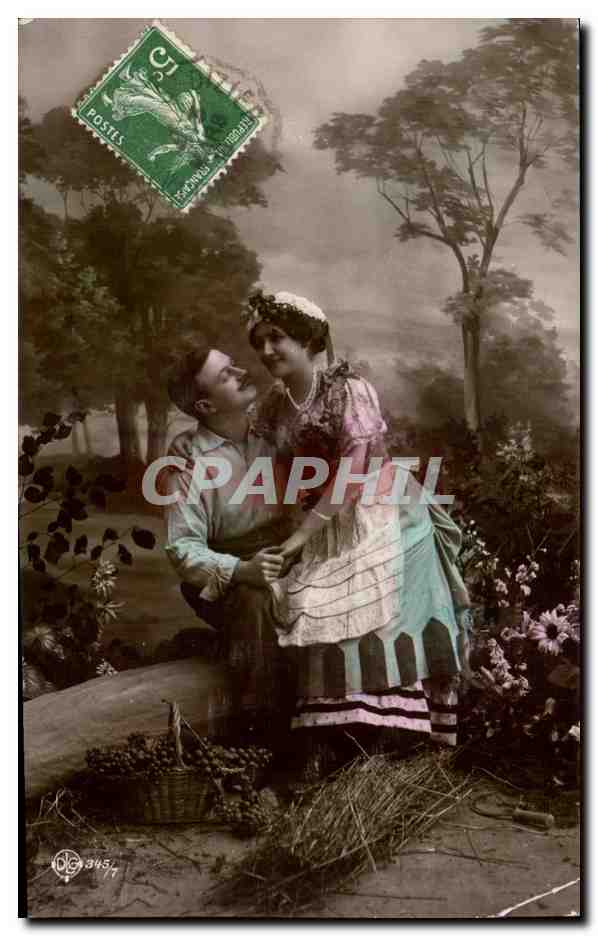 Fantaisie - Couple - Un Petit Flirt CPA 