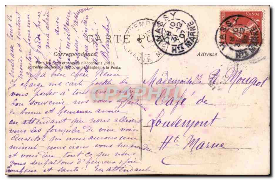Deux jeunes femmes — avec bouquet de fleurs — Bonne Année — J.L.C. n°1001 — Reverso