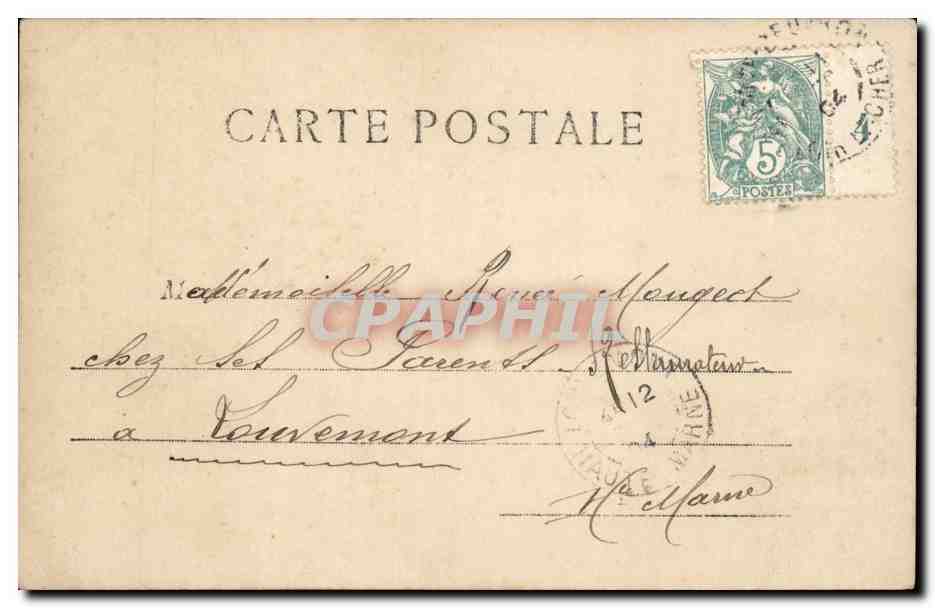 Je Porte Bonheur — jeune femme souriante tenant un bouquet — éditeur J.H. n°3 — Verso
