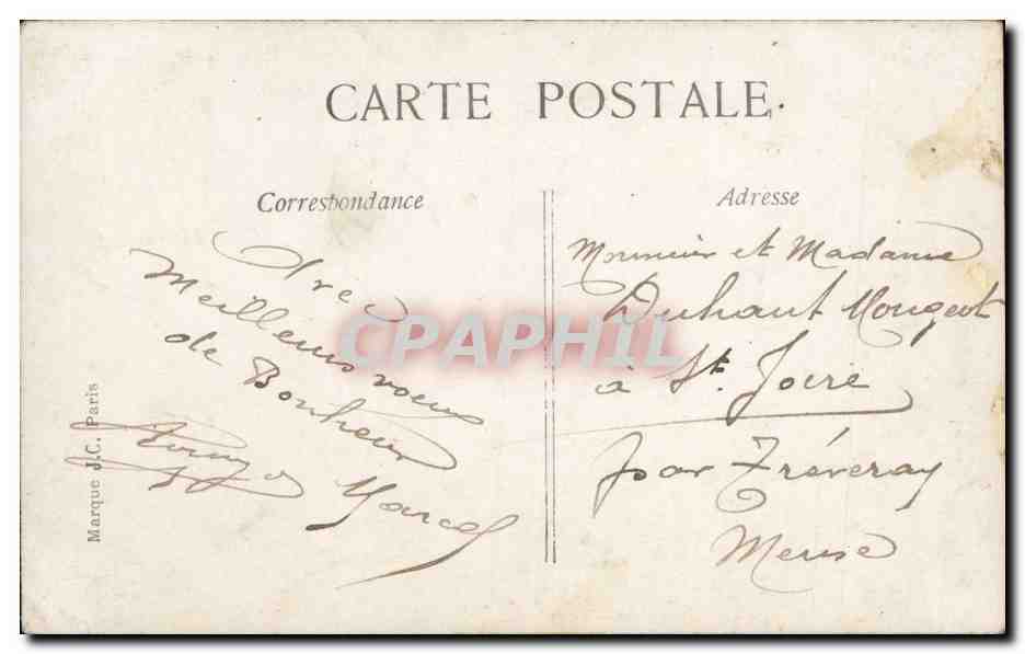Jeune homme avec cadeaux — Bonne Année — J.C. Paris n°7448 — Verso