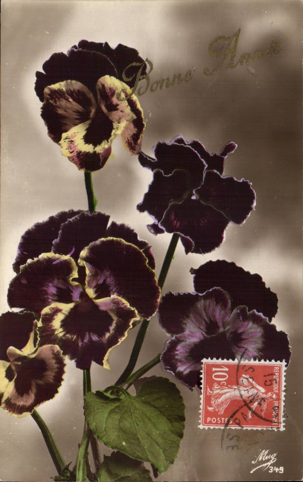 CPA Fantaisie Fleurs Bonne annee