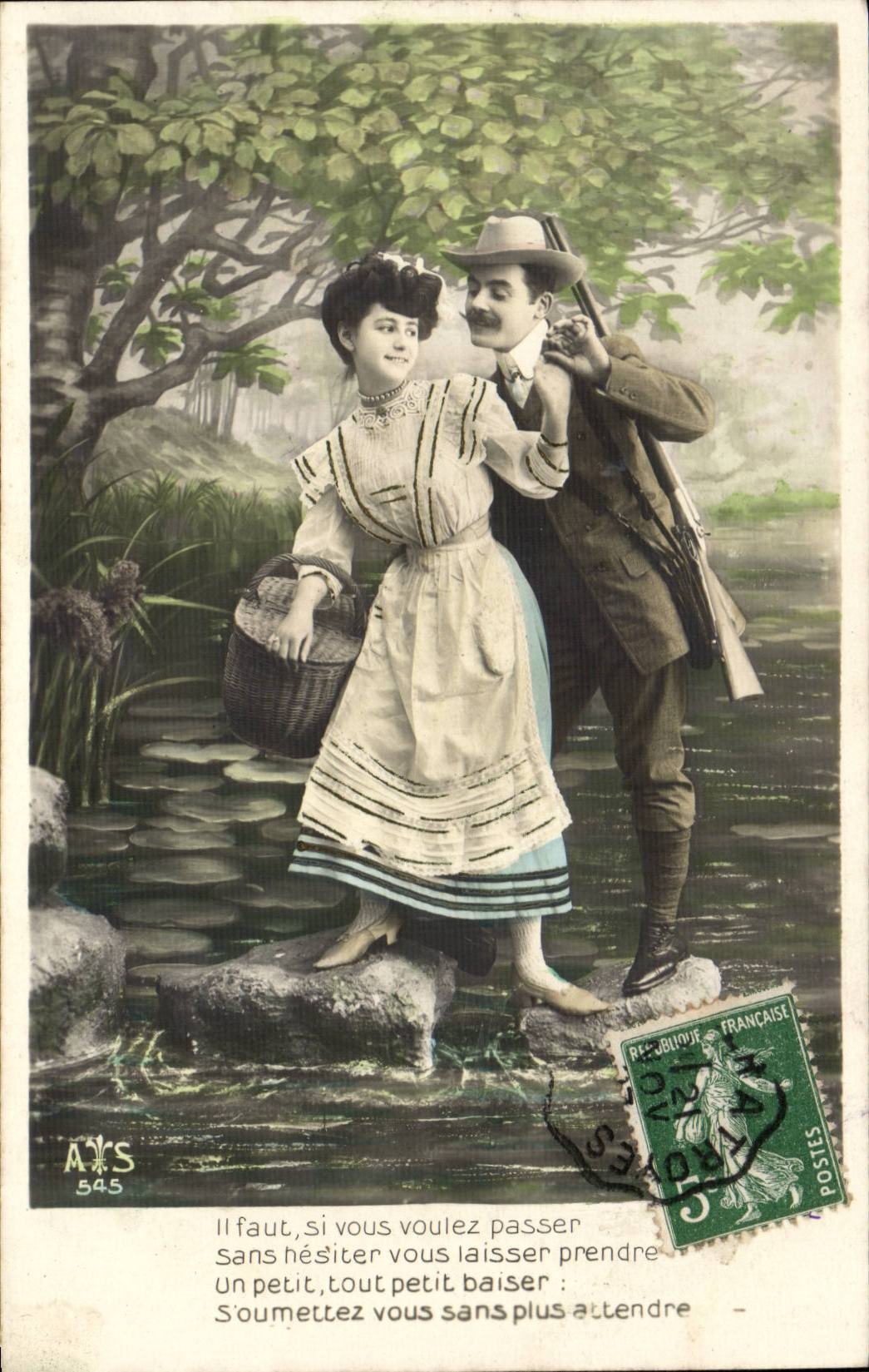 Couple au bord d'un étang — texte amoureux — A.M.S. n°545