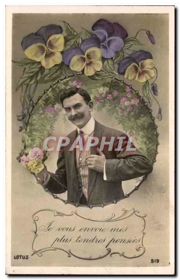 CPA Fantaisie Homme et trefles (Renee Mougeot Louvemont)