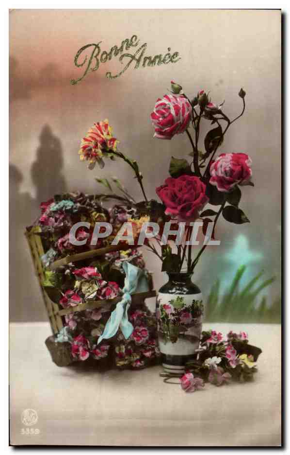 CPA Fantaisie Fleurs Bonne annee (Duhaut a St Joire par Treveray Meuse)