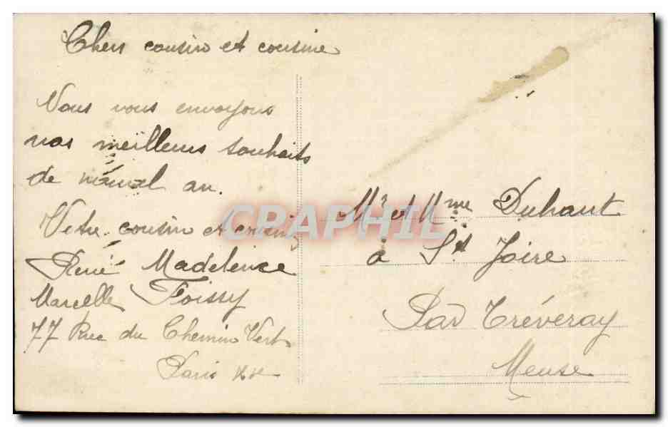 CPA Fantaisie Fleurs Bonne annee (Duhaut a St Joire par Treveray Meuse) — Verso