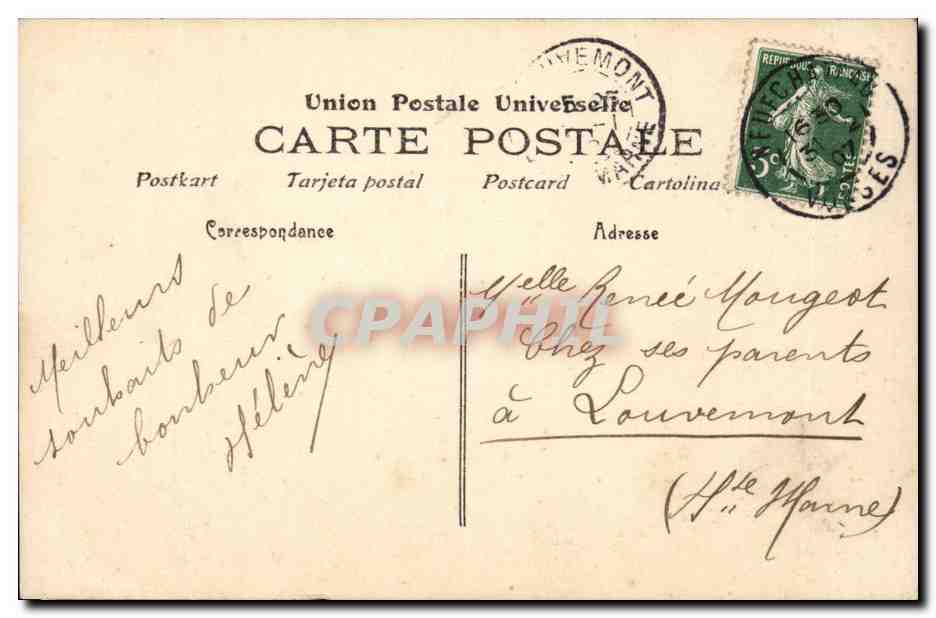 Fille avec bouquet — paysage hivernal avec église — éditeur B.U.F. & n° 300 — Back
