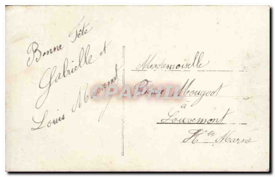 Fantaisie - Enfants - Garcon et Fille - Bonne Fete - Carte Dore - CPA  — Rückseite