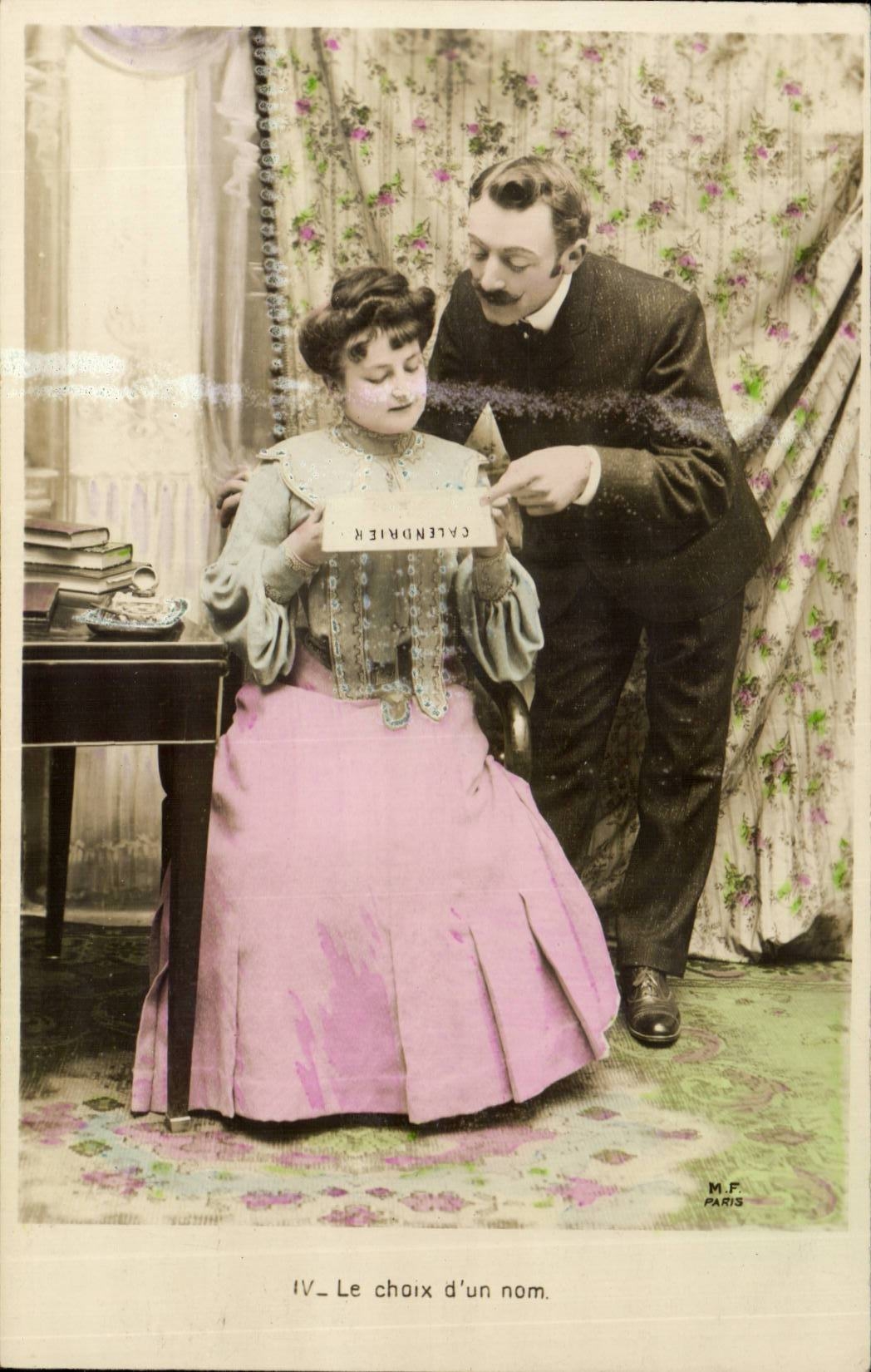 Fantaisie - Couple - Le Choix d'un nom - CPA 