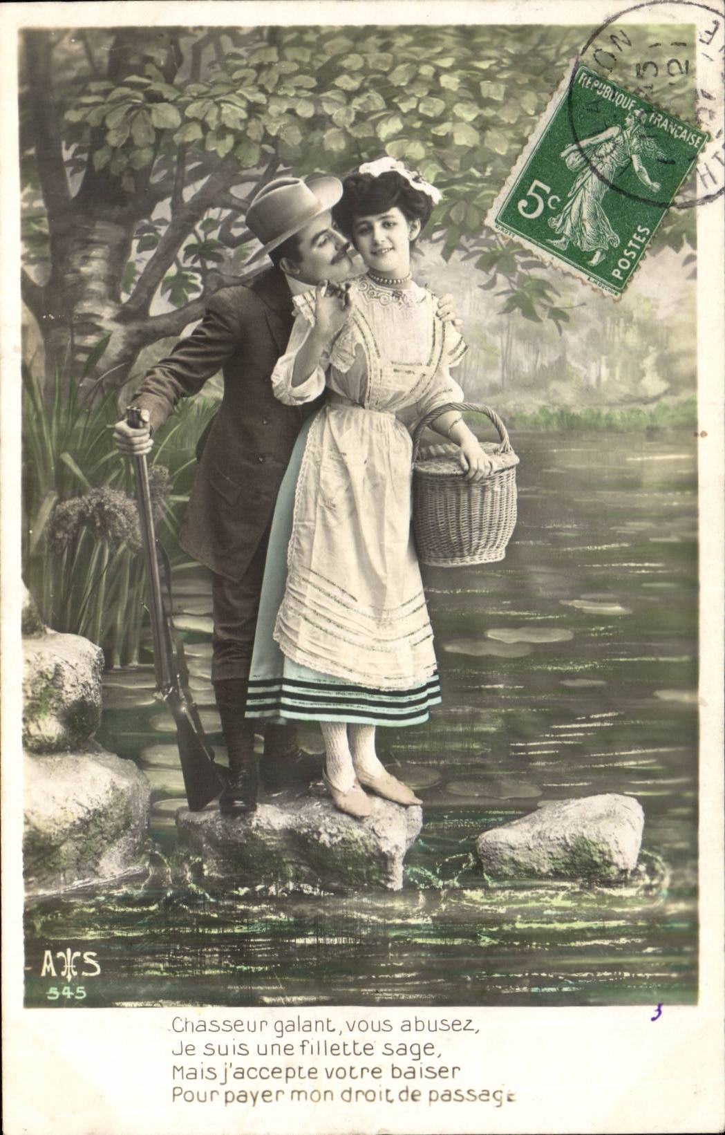 Chasseur galant, vous abusez — scène de rivière — éditeur A&S n°545
