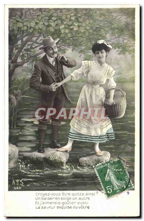 Couple au bord d'un étang — AXS 543 — éditeur AXS