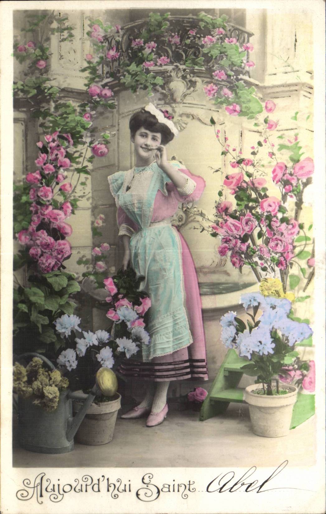 Giovane donna in abito rosa e blu — Oggi San Abel — editore sconosciuto
