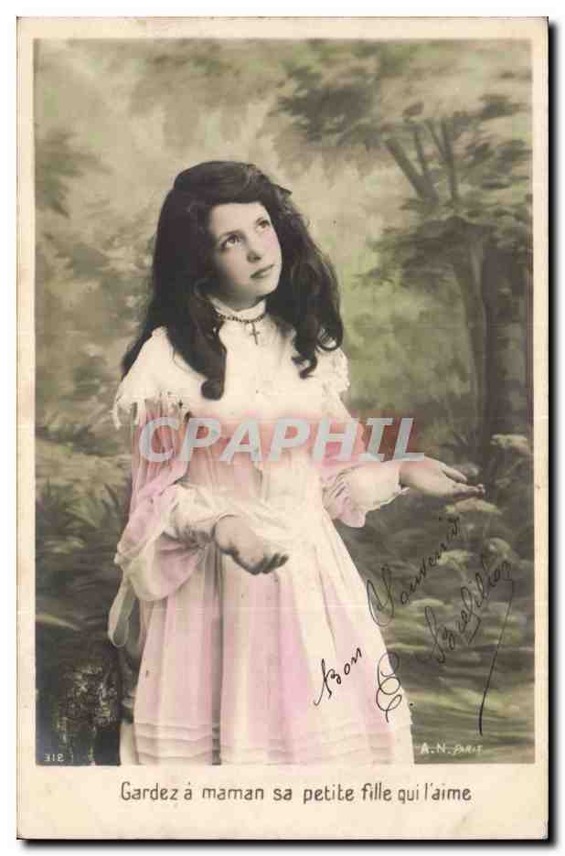Fantaisie - Enafnt - Gardez a Maman sa petite fille qui j'aime - breathtaking little girl - CPA 