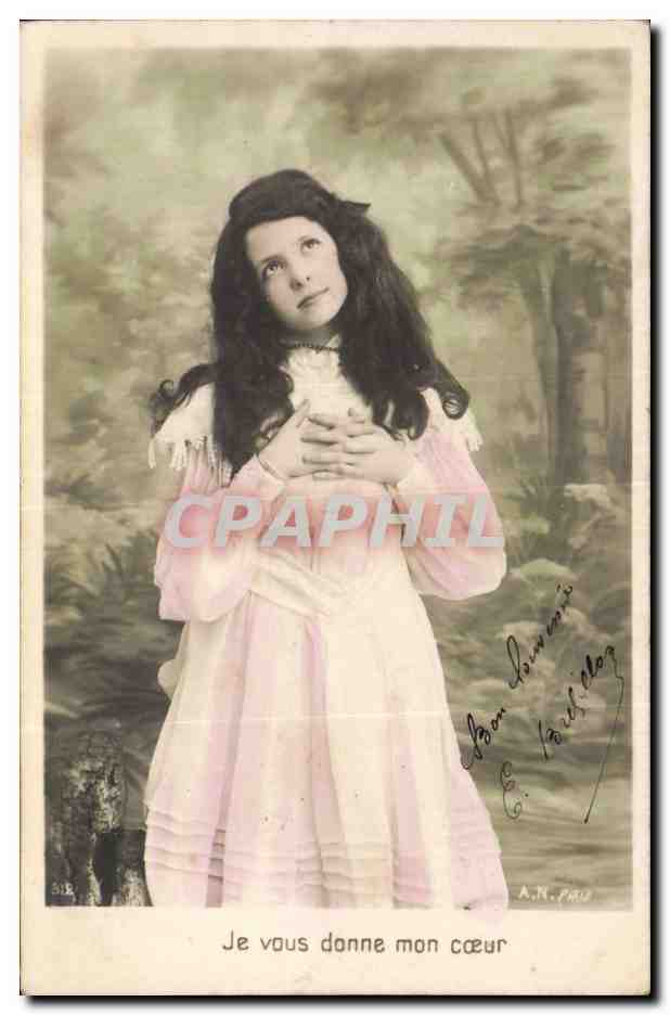 Fantaisie - Enfant - Je Vous donne mon coeur - breathtaking little girl - CPA 