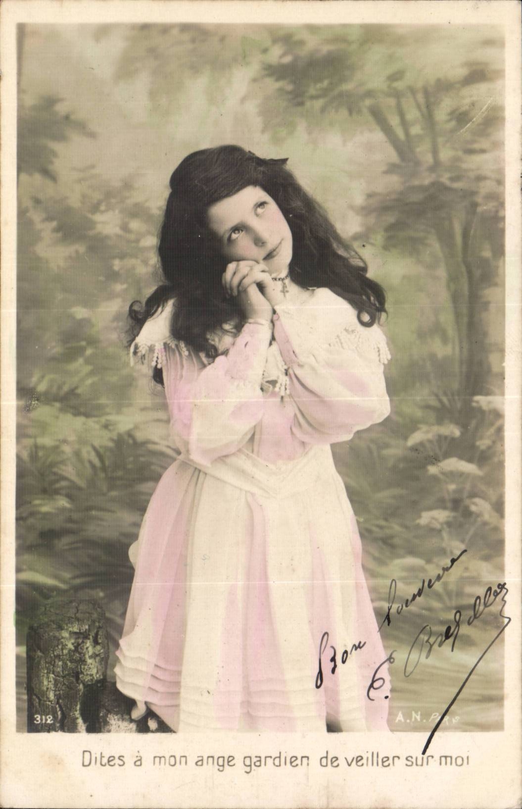 Fantaisie - Enfant - Dites a mon anges gardien de veiler sur moi - breathtaking little girl - CPA 