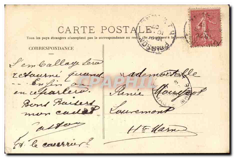 Couple en extérieur — texte amoureux — éditeur inconnu — Verso