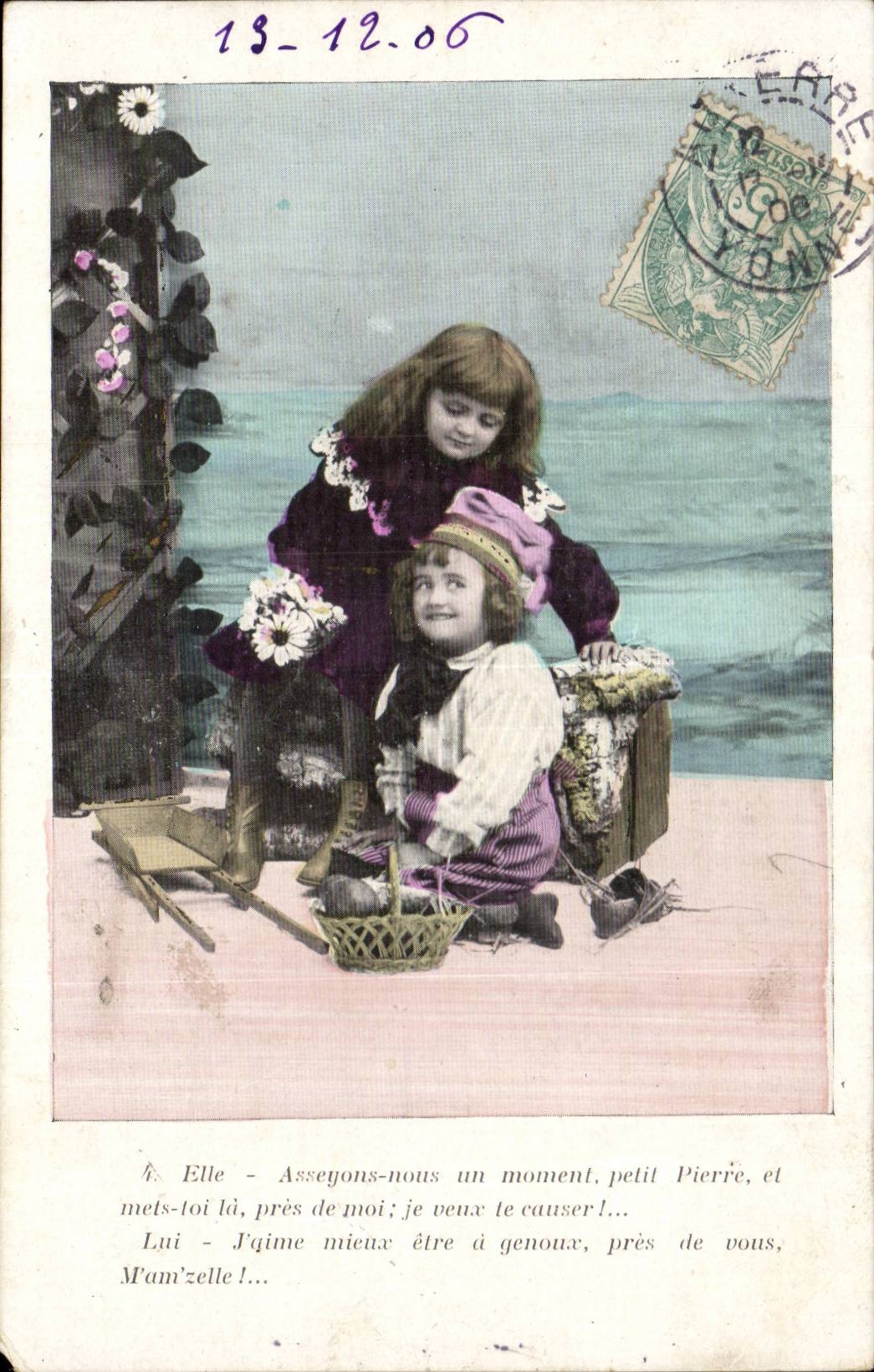 Fantaisie - 1906 - Enfant - Noel - Christmas - Asseyons nous un moment petit Pierre - CPA 