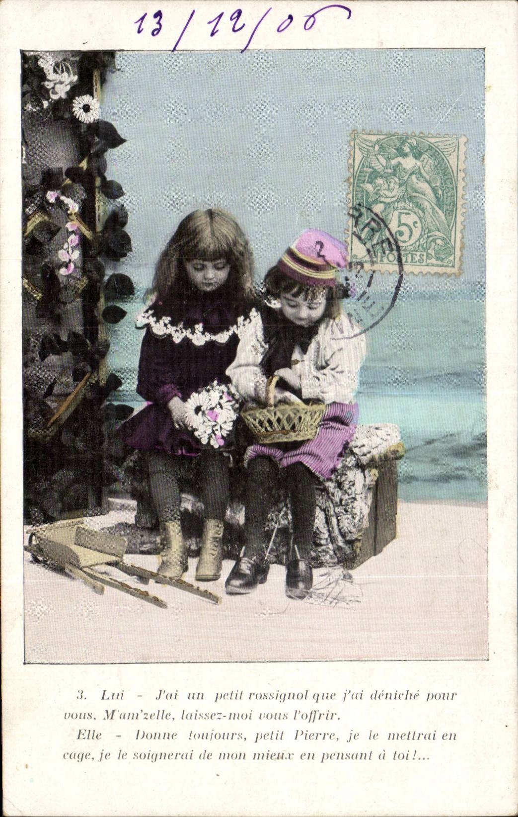 Fantaisie - 1906 - Enfant - Noel - Christmas - J'ai un petit rossignol que j'ai deniche pour vous - CPA 
