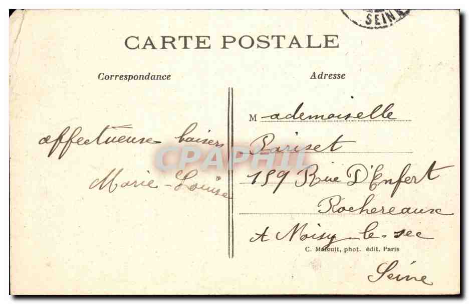Mantes - Le Jardin Public — C. M. — éditeur G. Marcoult, Paris — Rückseite
