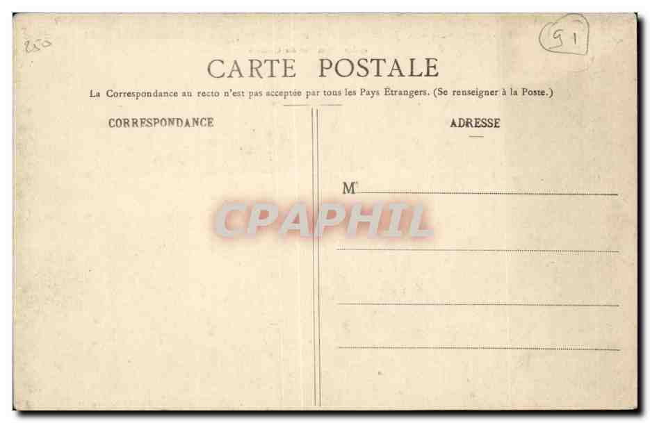 Milly la Foret CPA Le portique (14 juillet 1907) peint par M Brisset pour le comite commercial des Fetes et les TOP — Rückseite
