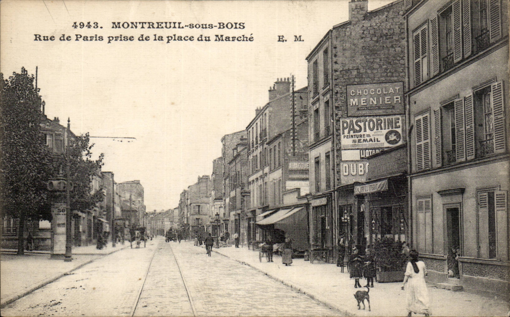 Montreuil sous Bois CPA Rue de Paris prise de la place du marceh