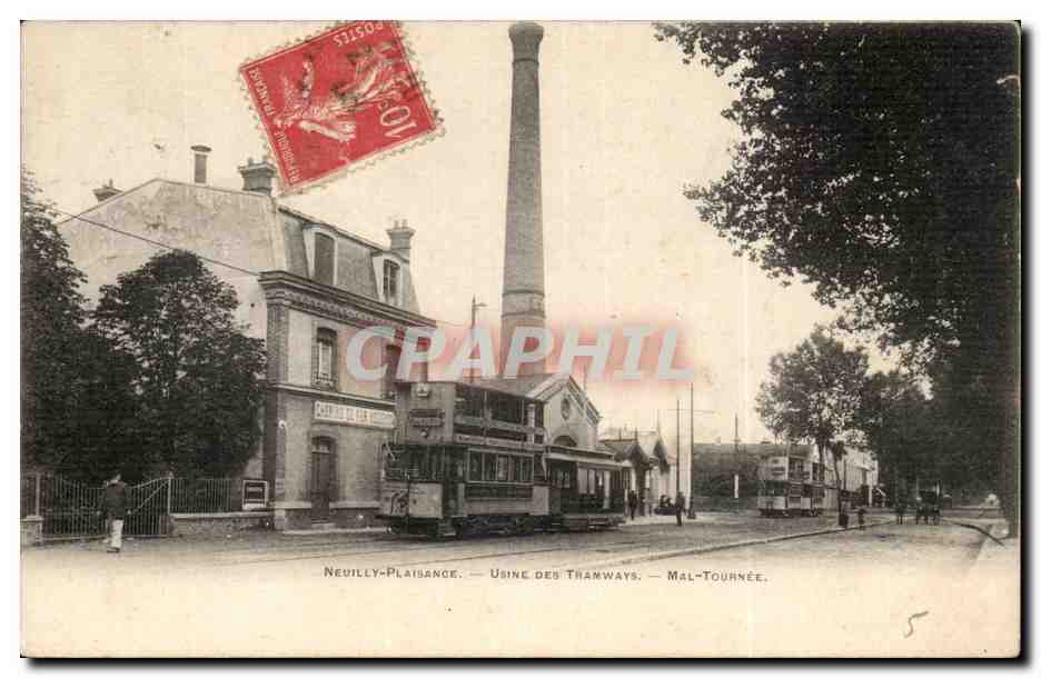 Neuilly Plaisance CPA Usine des tramways Mal tournee