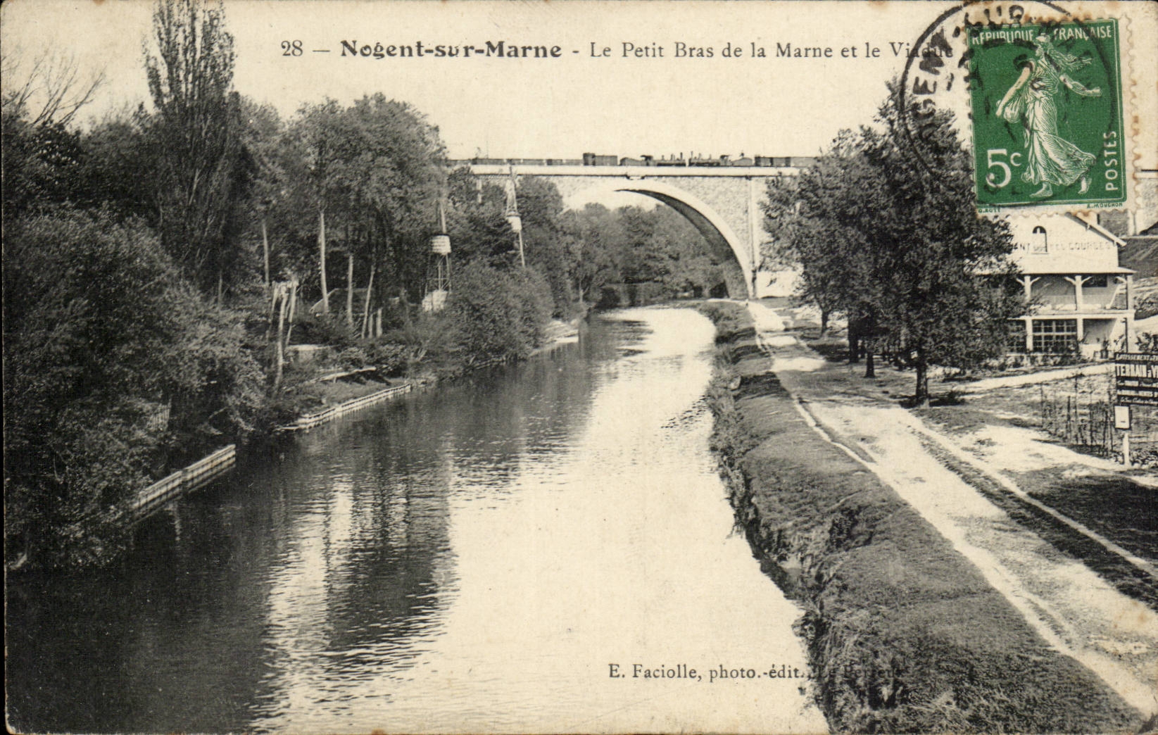Nogent-sur-Marne — Le Petit Bras de la Marne et le Viaduc — E. Faciolle, photo-édit. J. Berneux