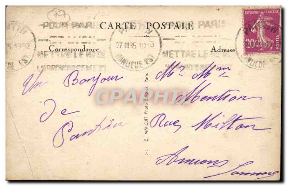 Pantin CPA Rue du Pre Saint Gervais (pharmacie) — Rückseite