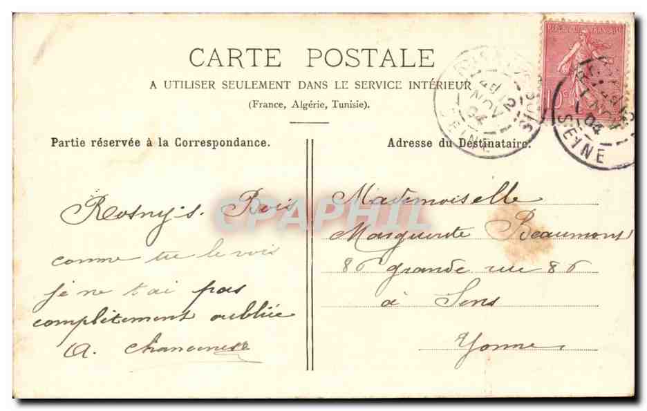 Rosny sous Bois CPA Rue de Neuilly — Rückseite