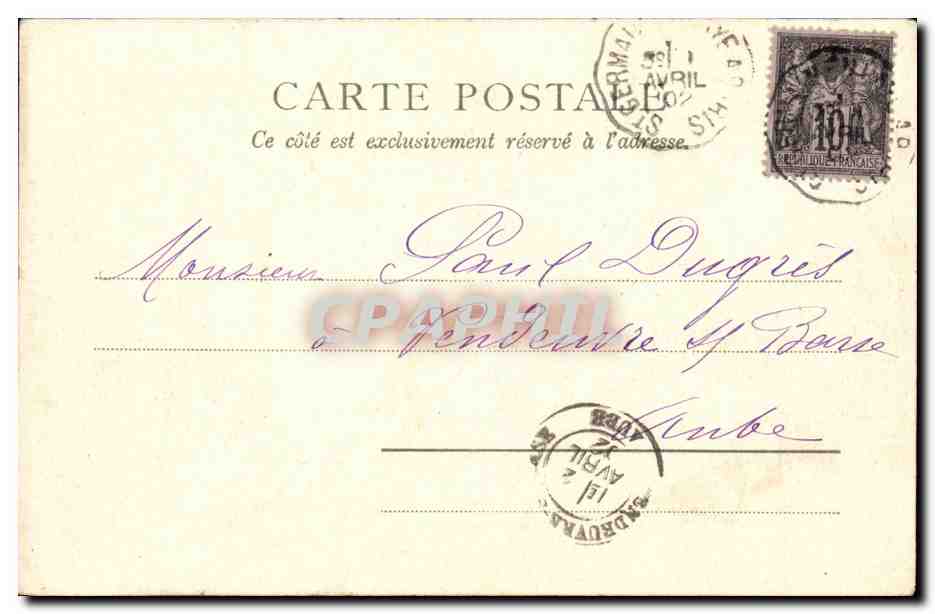 Vue de Pont — St. Germain-en-Laye — Kunzli frères, éditeurs, Paris — Verso