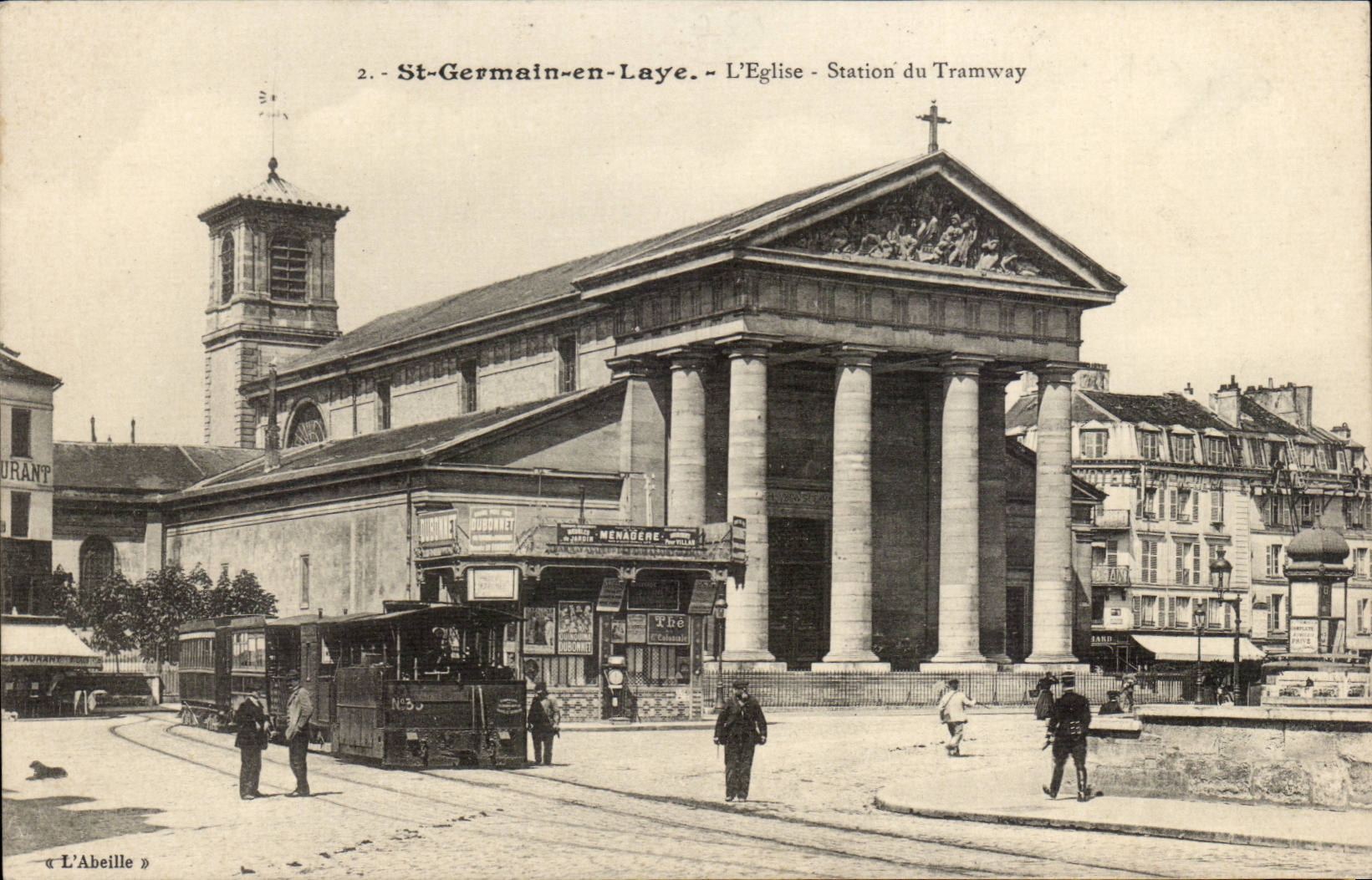 Saint Germain en Laye CPa L'eglise Station de tramway (train trains) TOP