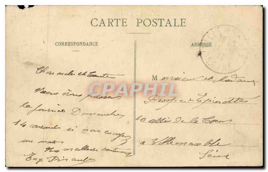 Inondations 1910 Vitru sur Seine CPA Maisons inondees de la rue St Antoine Vue prise de la rue Eugene Dubois — Back