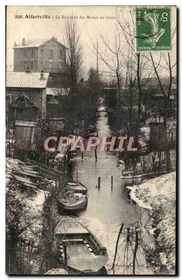 Alfortville CPA Le ruisseau des marais en hiver